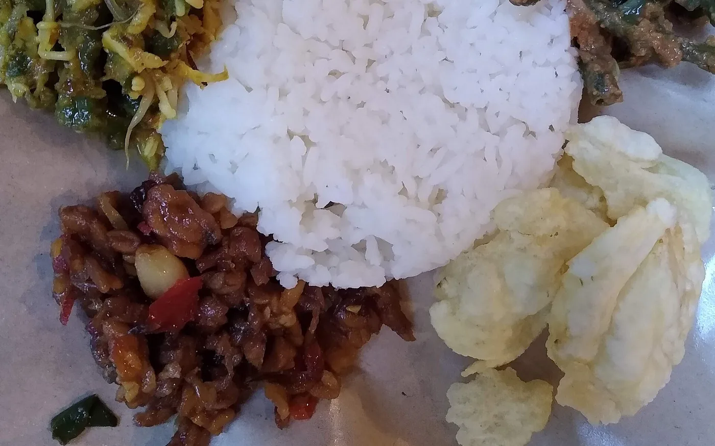Balinese warung meal with rice