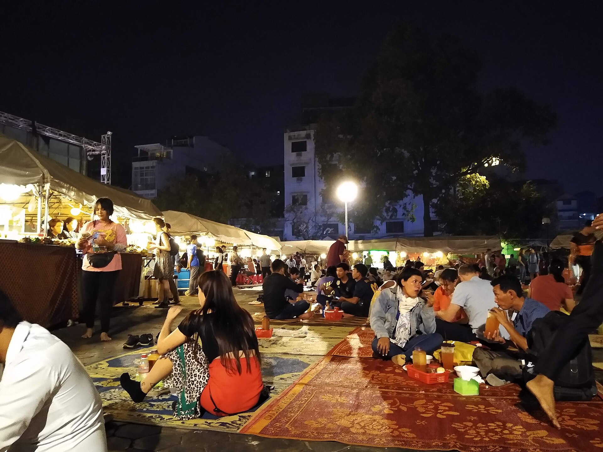 Food stalls at Phnom Penh Night Market
