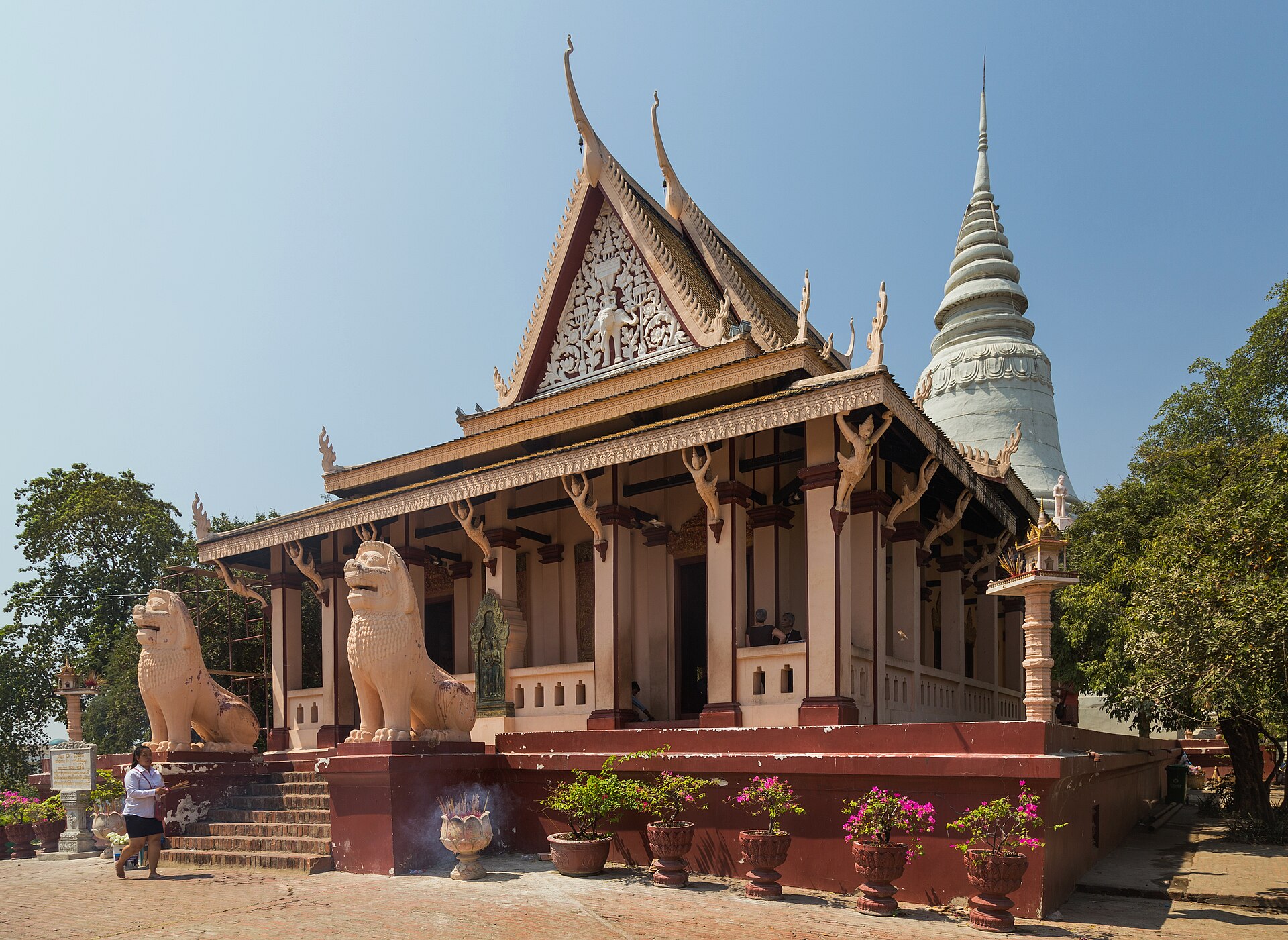 The temple buildings and stupa at Wat Phnom