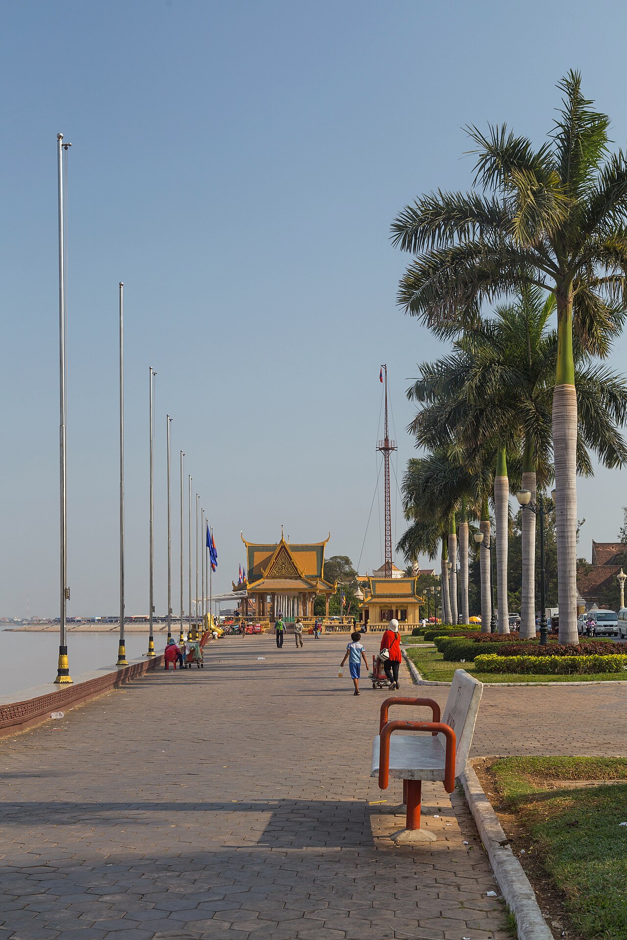 The riverside promenade in Phnom Penh