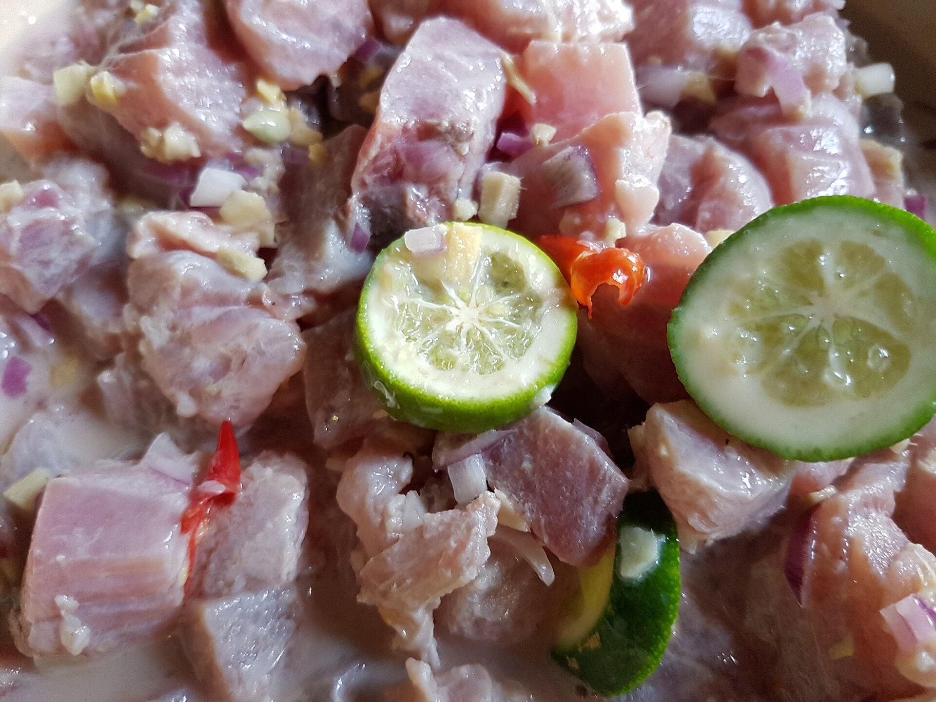 Kinilaw, a fresh Filipino seafood dish with calamansi
