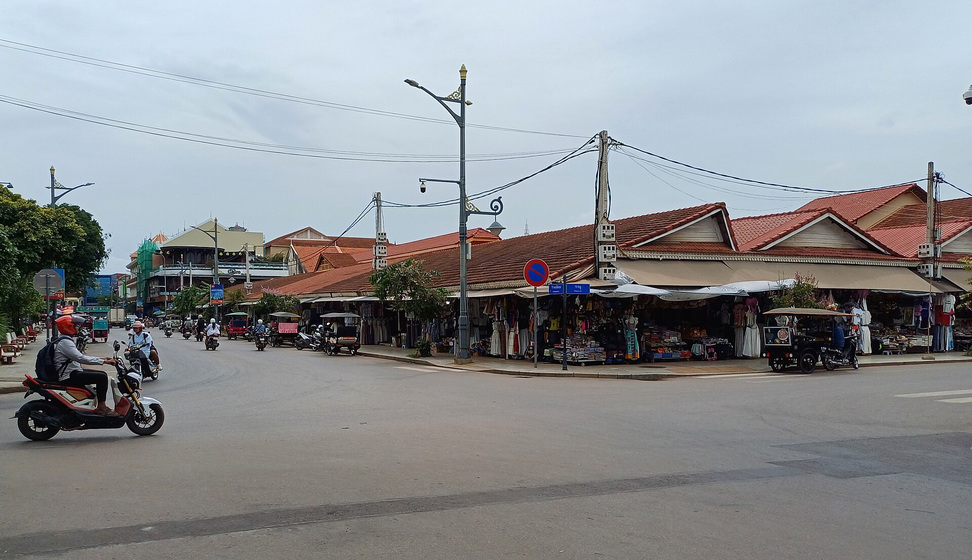 A broad residential street on the Wat Bo side of Siem Reap