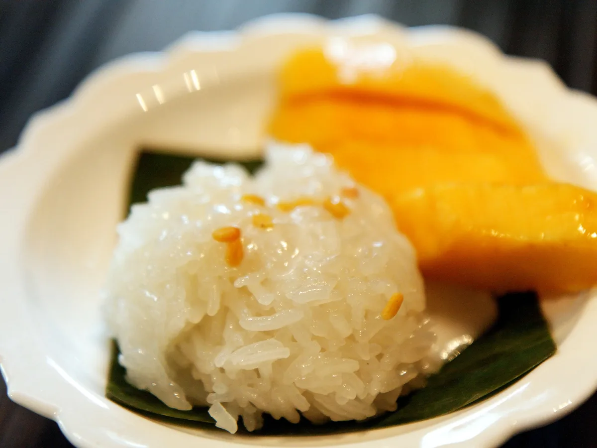 Mango sticky rice dessert in Thailand