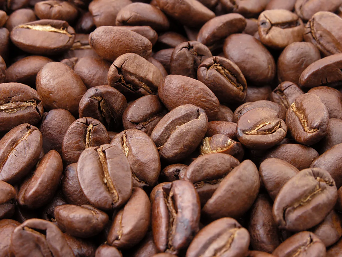 Close-up roasted coffee beans